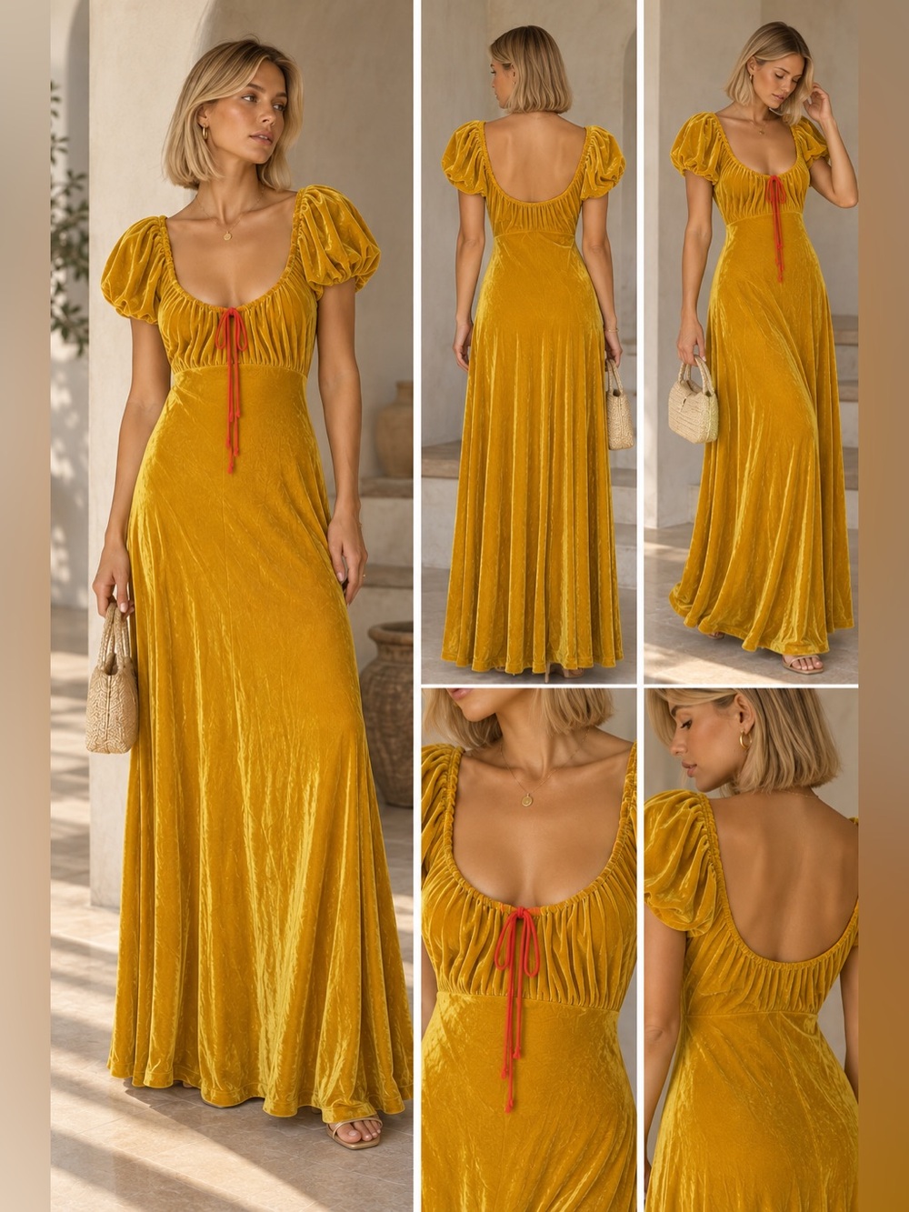 Free people Delia empire Velvet Maxi Dress